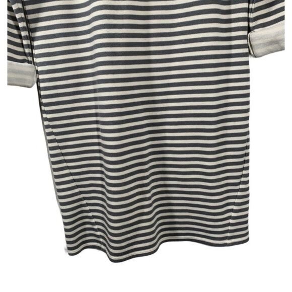 Topshop Gray Cream Striped Mini Shift Dress Women’s 6 - Picture 3 of 11